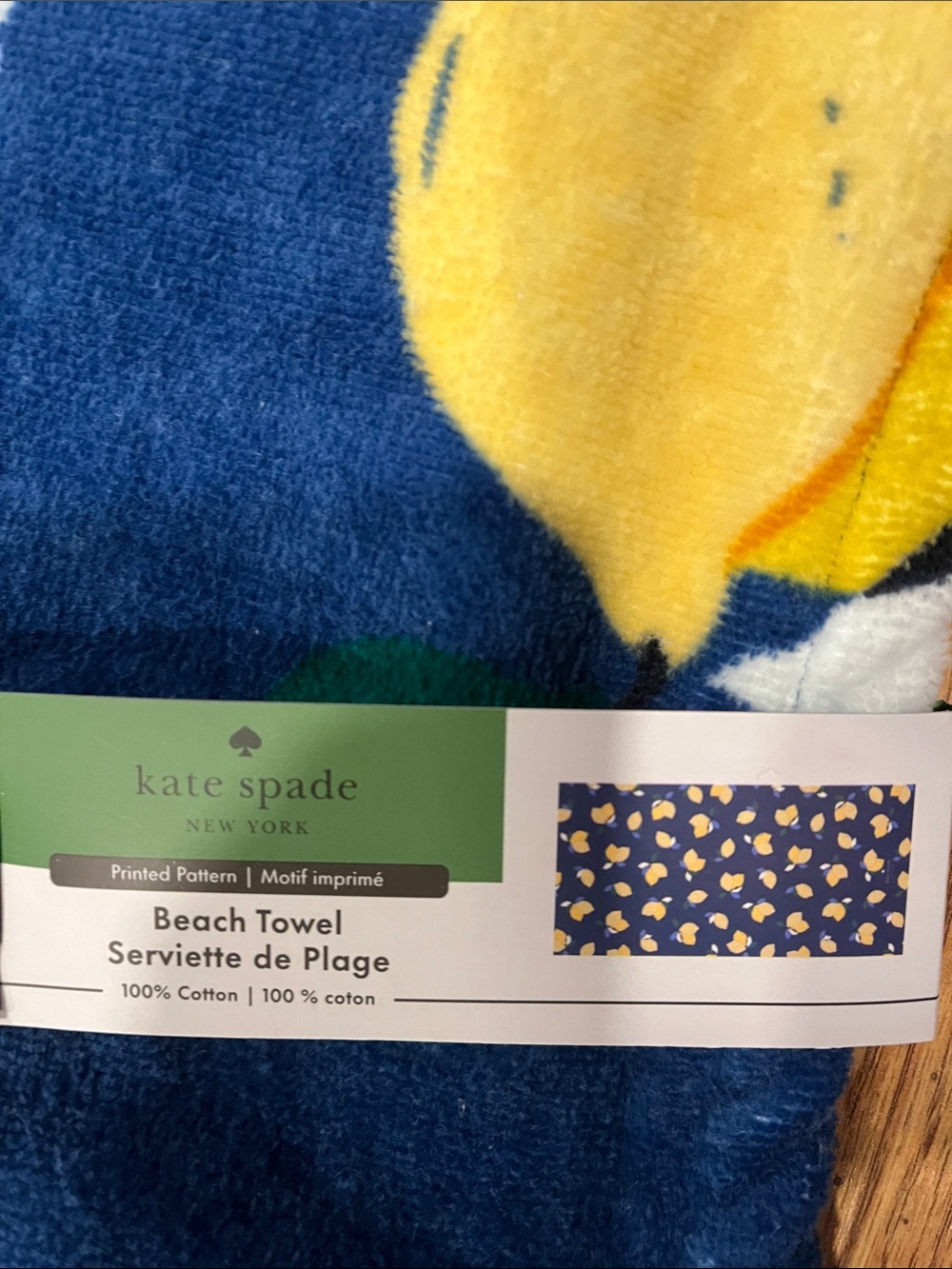 kate spade Navy Lemon Print Beach Towel - Picture 3 of 3